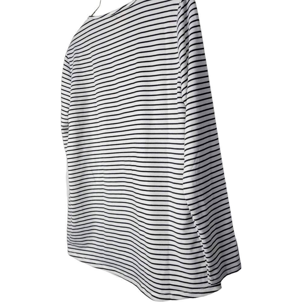 Savanna Jane Floral Embroidered White/Black Striped Long Sleeve V-Neck Top S - Picture 6 of 6